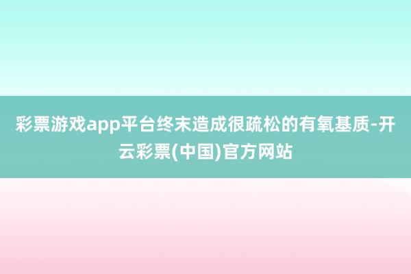 彩票游戏app平台终末造成很疏松的有氧基质-开云彩票(中国)官方网站