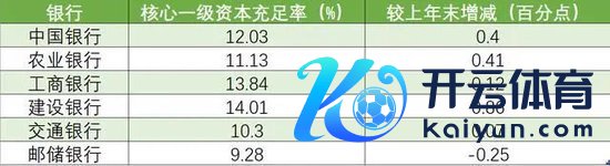 六大行中枢一级老本有余率（轨则2024年6月末）