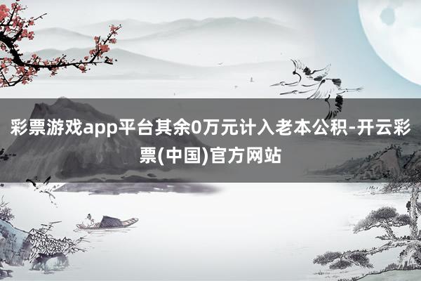 彩票游戏app平台其余0万元计入老本公积-开云彩票(中国)官方网站